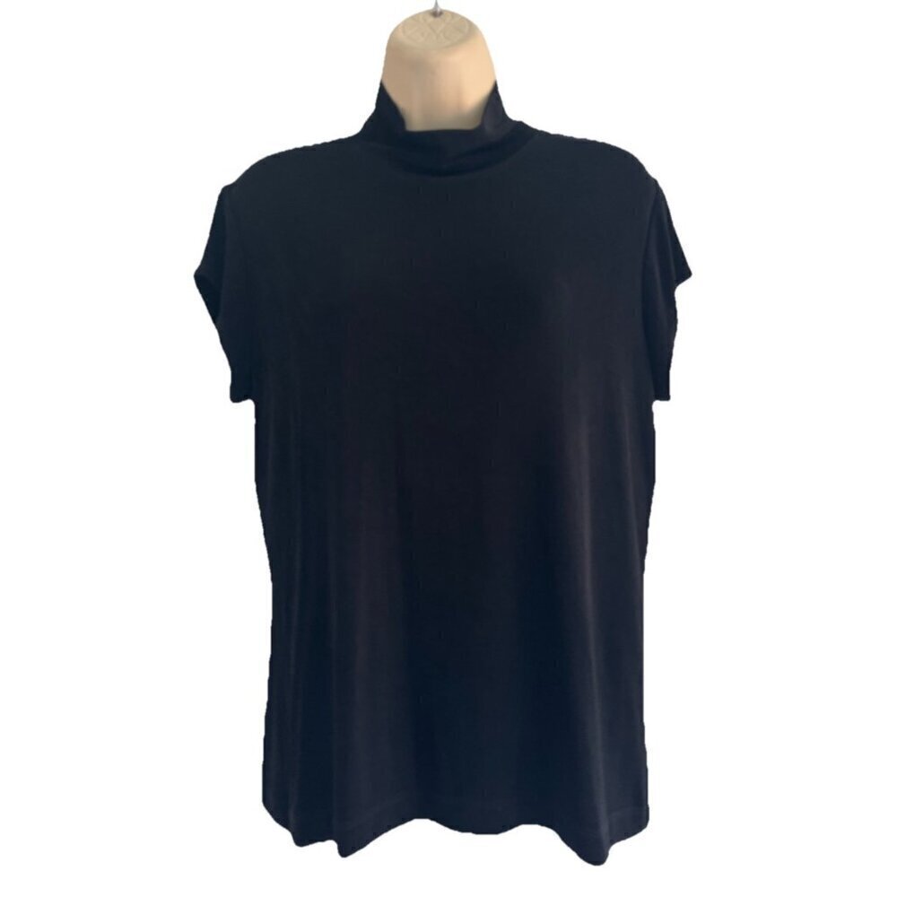 Chico's Travelers Women's Size 2 (Medium) Black Turtle Neck Slinky Top